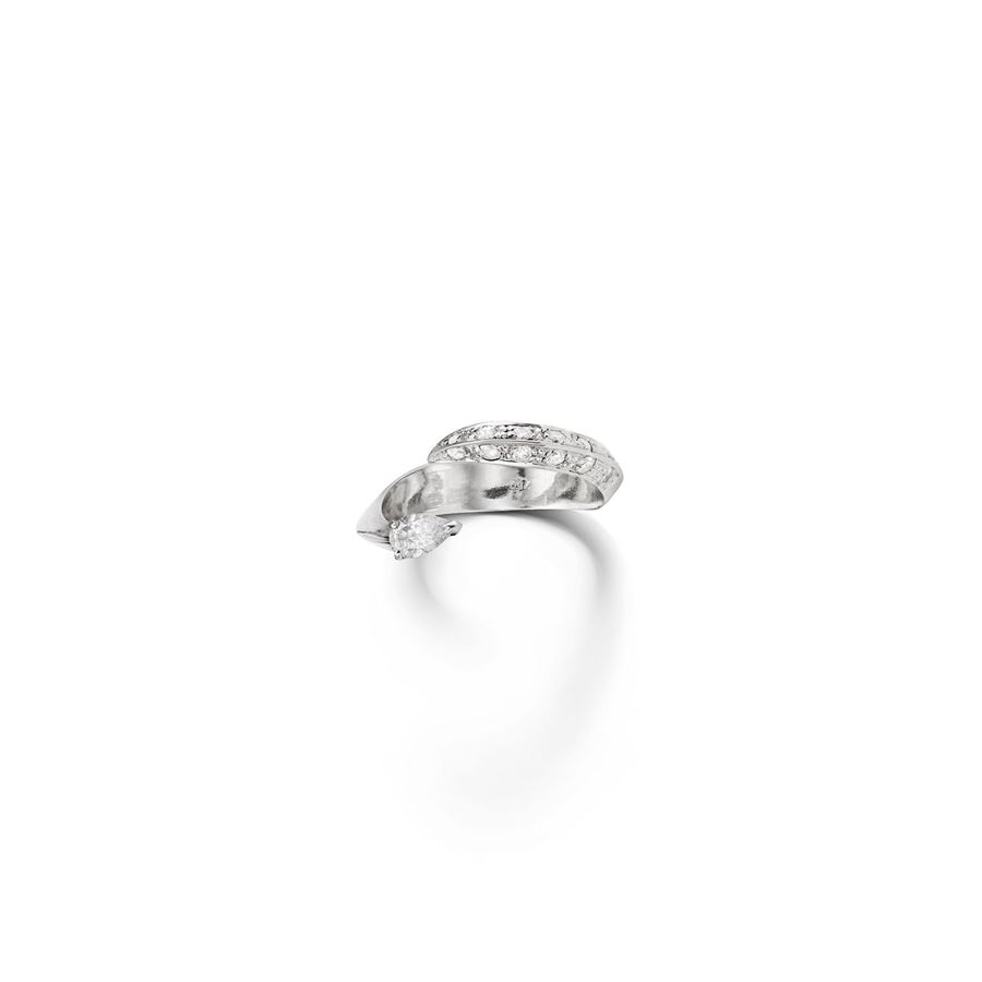 Anello 'Solis' due elementi con goccia e pavè SOLIS | AN2 GC E PVAU18B CT.0,17 + 0,30